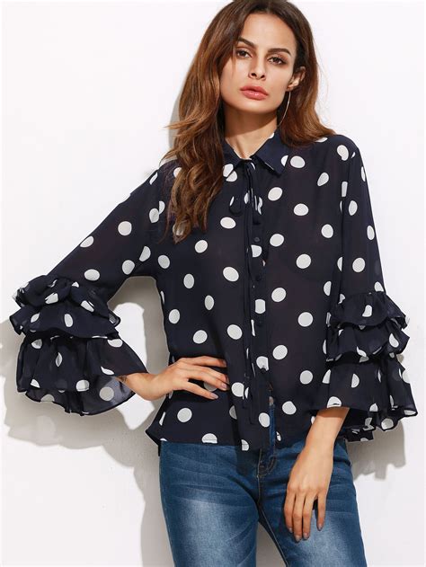 gucci blue polka dot blouse|Women's Designer Luxury Tops .